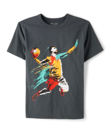 Childrens Place Grey Steel Basketball Player Tee
